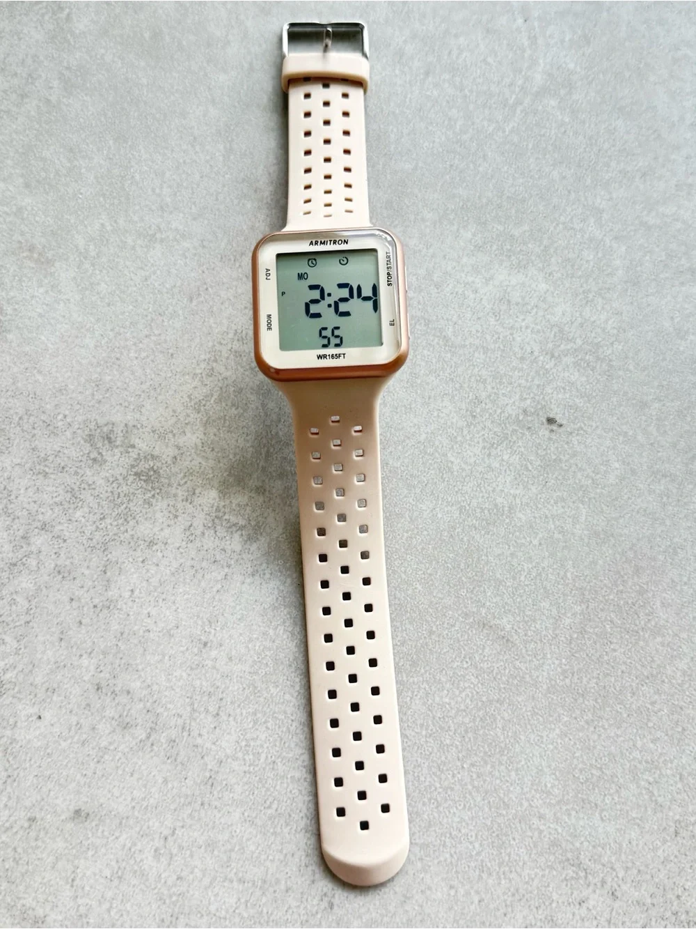 Armitron Digital Chronograph watch pink square Silicone Strap water resistant